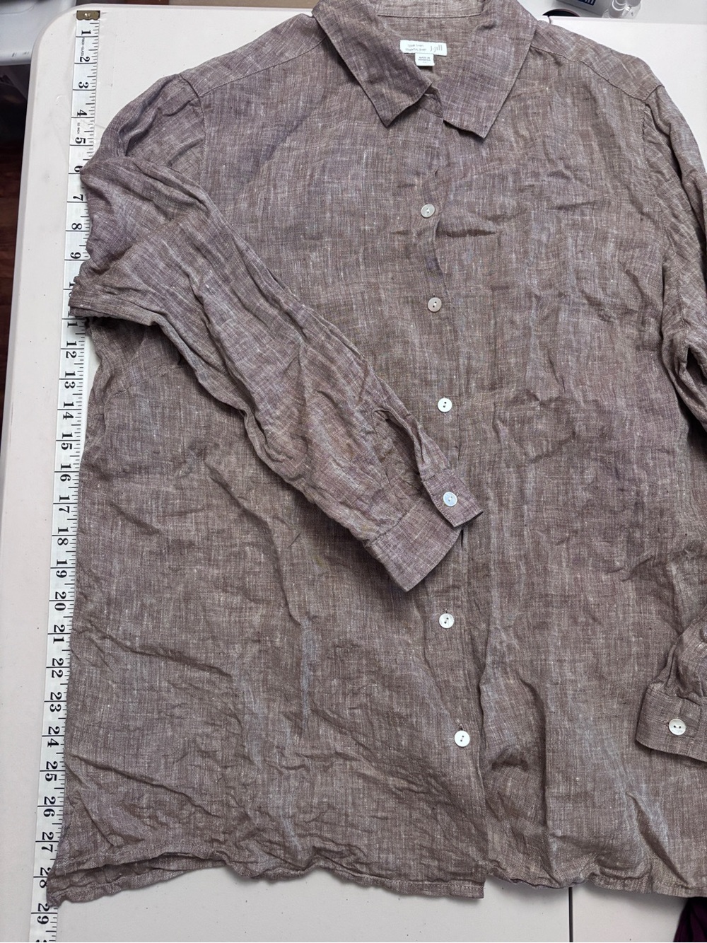 J Jill Button Down Size XL Slub Love Linen Lagenlook Oversized Essential Shirt - Picture 7 of 10